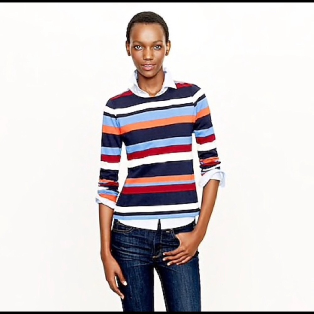 Jcrew blue orange striped shirt size XS